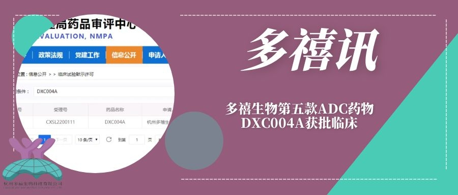 多禧訊|多禧生物第五款ADC藥物DXC004A獲批臨床